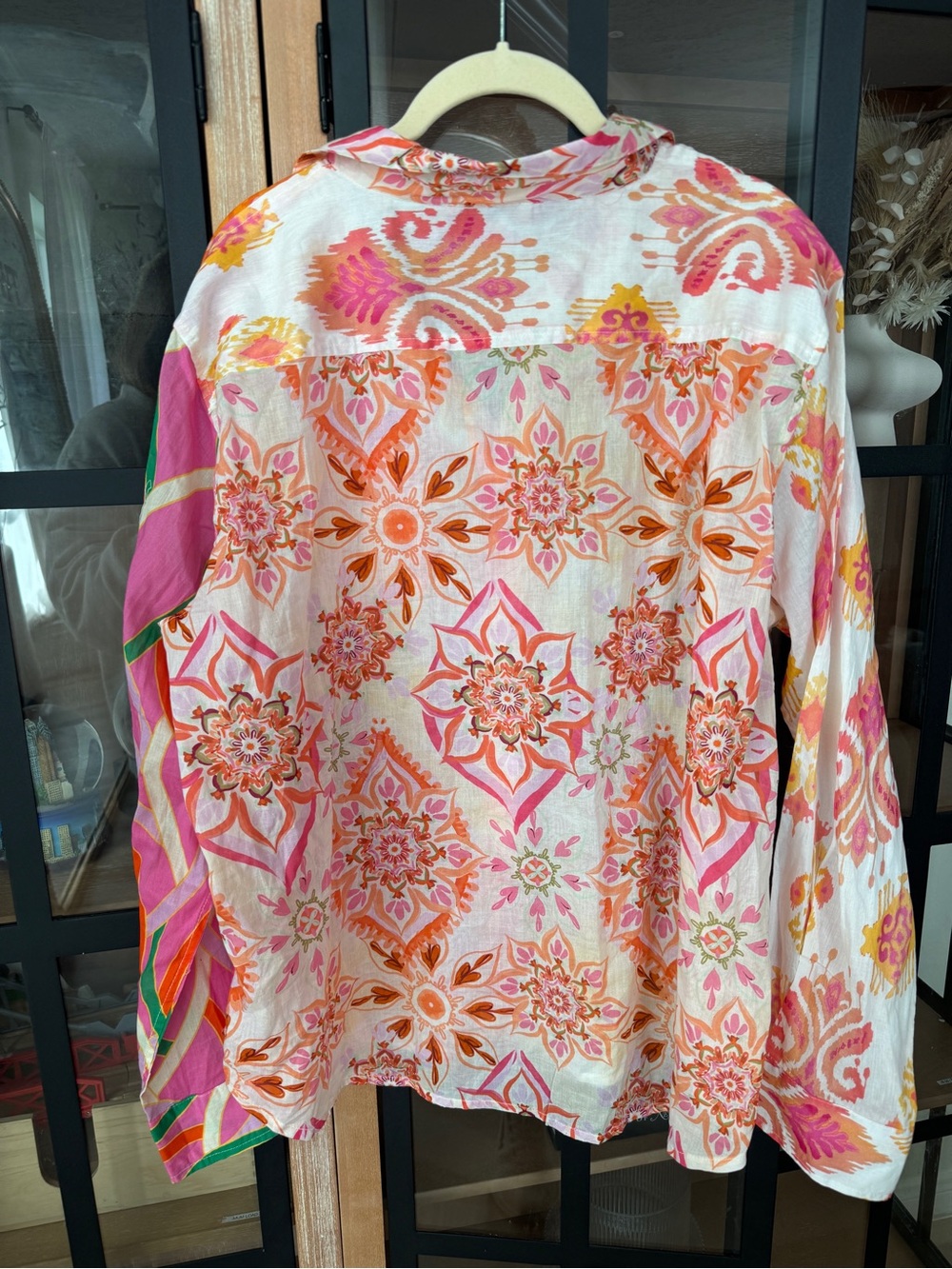 Calypso St. Barth button down shirt vibrant patchwork mixed print floral paisley - Picture 2 of 8